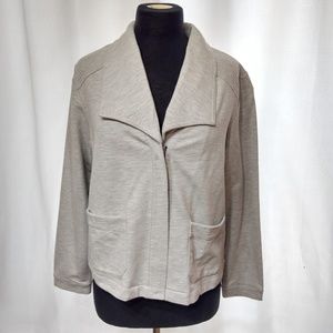Chico's Blazer Jacket Size 1 S Gray Knit Front Full Zip Comfort New